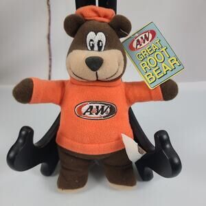 2000 A&W Root Beer Bear Small 7" Plush Orange Shirt S-37 NWT